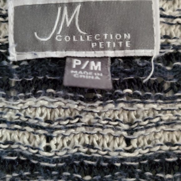 JM Collection Striped Textured sweater (Blue combo) - Picture 3 of 4